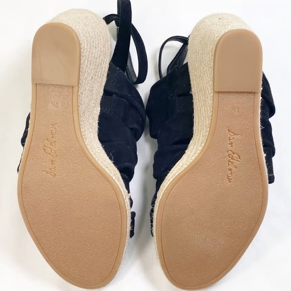 Sam Edelman Awan Black Suede Espadrille Wedge Slingback Sandals Size 8.5 EUC - Picture 10 of 12